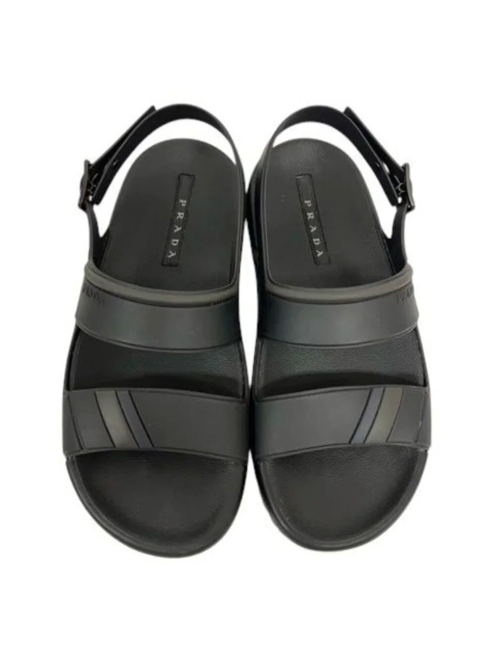 Prada Rubber Sandals Shower Strap Logo 7 Black